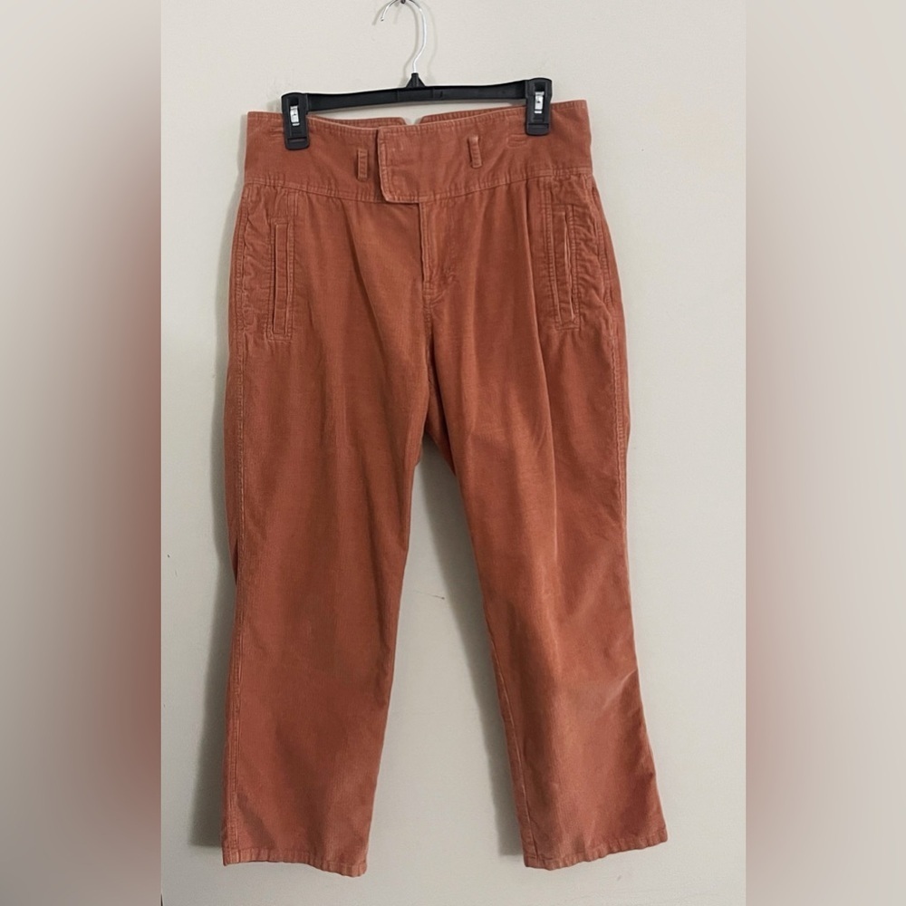 Sundance Highwaist Rust Corduroy Crop Trousers Boho Chic Casual Fall Winter